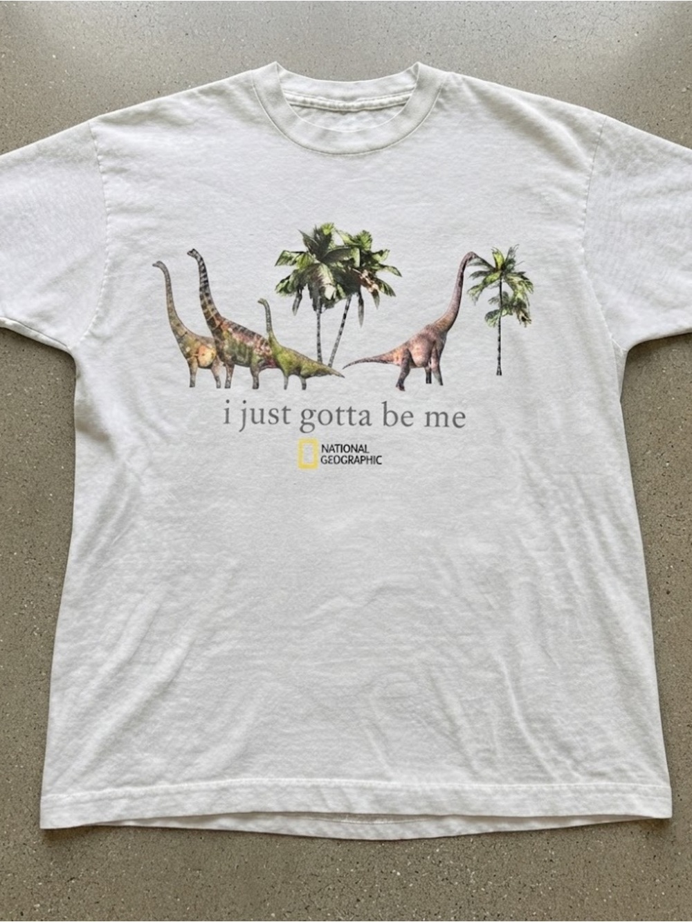 National Geographic 'I Just Gotta Be Me' White Dinosaur Gildan T-shirt